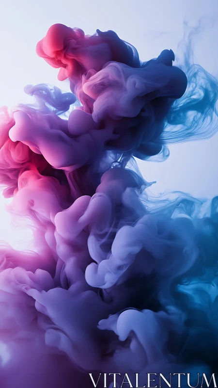 Colored ink plumes forming abstract cloud shapes in water.