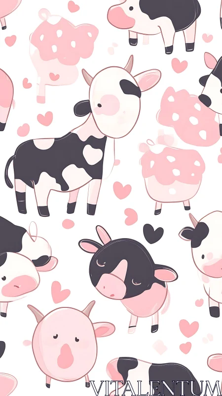 Pastel cow cuties drift through a heartspotted daydream field