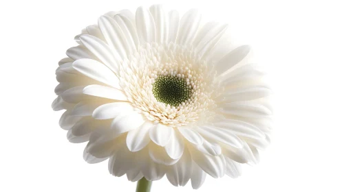 White Gerbera Daisy Close-up with Green Center.