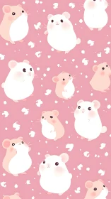 Playful kawaii hamsters scatter joy across a pink backdrop