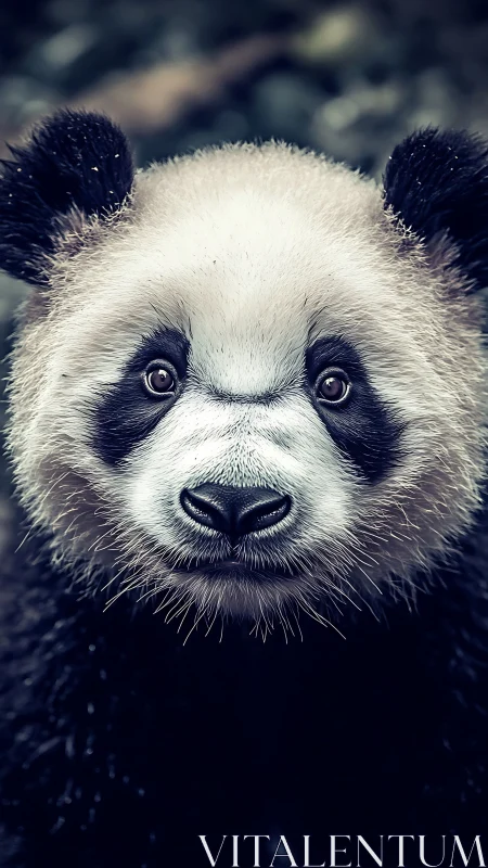 High-detail frontal panda portrait with shallow depth of field