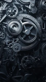 Interlocking metallic gears form dense mechanical arrangement