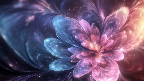 Luminous nebula blossom rendered in swirling cosmic light.