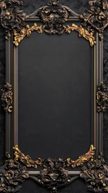 Baroque black relief frame with gilded rococo floral ornaments