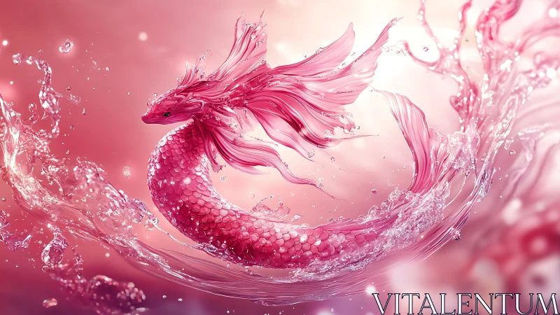 Rosewater dragonfish spirals through luminous liquid skies.