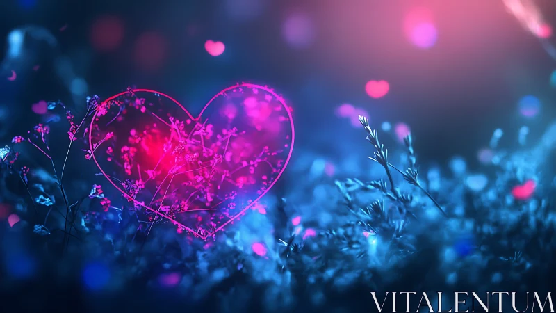 Glowing Heart in a Dreamy Garden of Light
