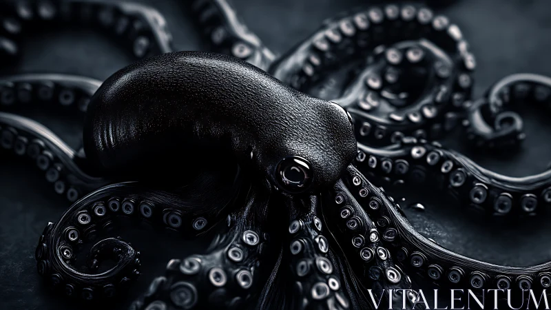 Midnight octopus curls its velvet tentacles in liquid shadow