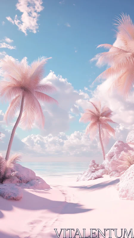 Pink Paradise: Where Tropical Dreams Meet Soft Skies.