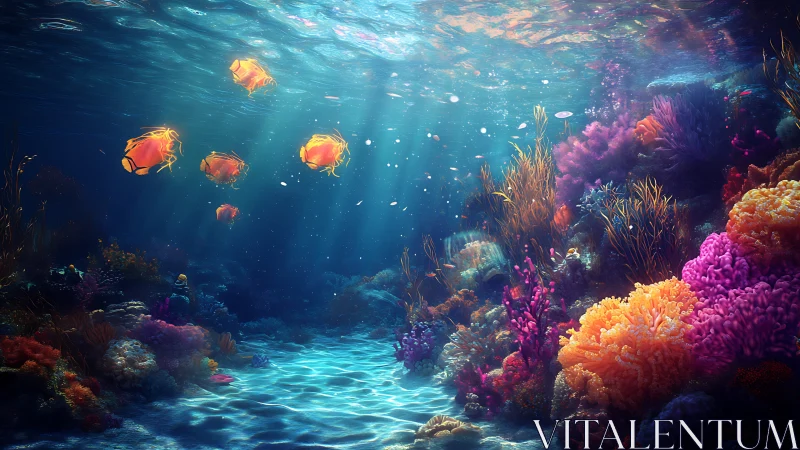 Bright tropical fish swimming above vivid coral reef.