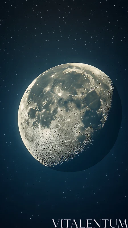 Luminous crescent moon glows quietly against a star-swept sky