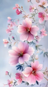 Digital Floral Composition: Pink Dahlia Blooms with Gradient Petals
