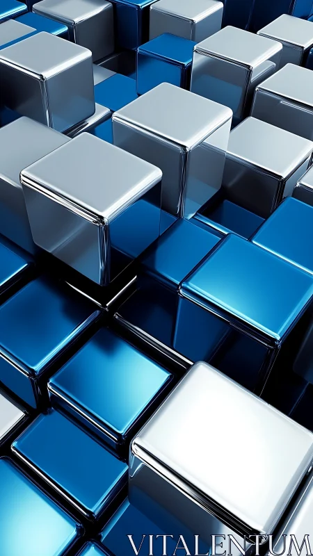 Chromed sky cubes in a stacked metallic daydream grid.