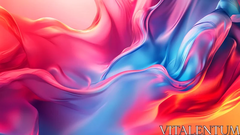 Iridescent fluid drapery with neon gradients and soft light.