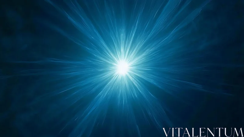 Bright Blue Energy Burst in Abstract Digital Art Style.