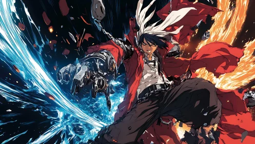 Rogue ember and tidal blade collide around cyber brawler.