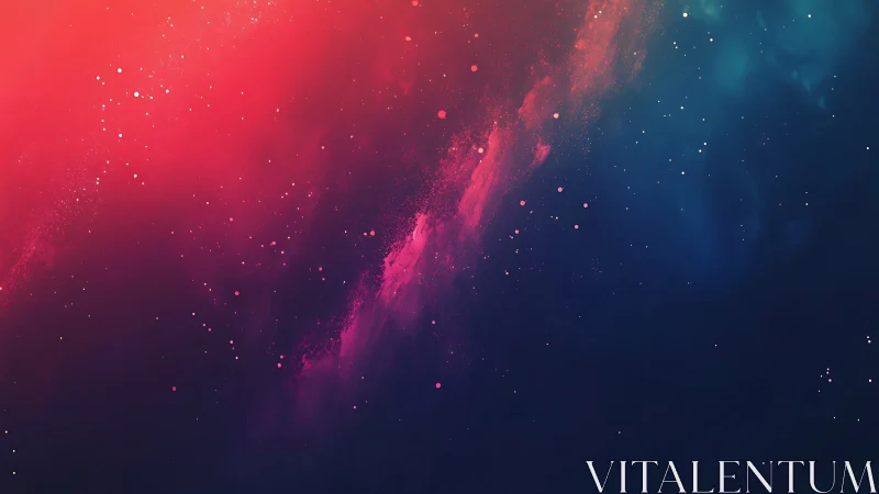 Pink and blue cosmic nebula cloud with scattered stars.