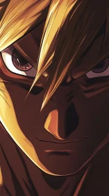 Intense anime close-up uses dramatic rim lighting and hard shadows