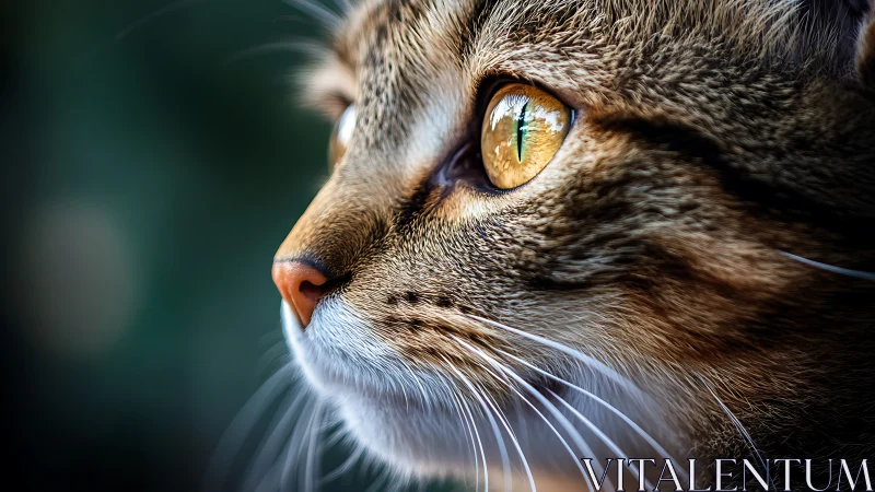 Tabby Cat Profile with Golden Eyes and Sharp Gaze