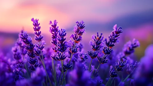 Lavender Field at Golden Hour: Macro Depth of Field Study