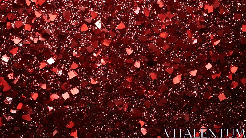 Crimson glitter constellation of hearts and sparks in bloom.