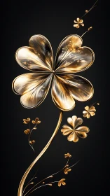 Shimmering golden clover gently glows against deep black