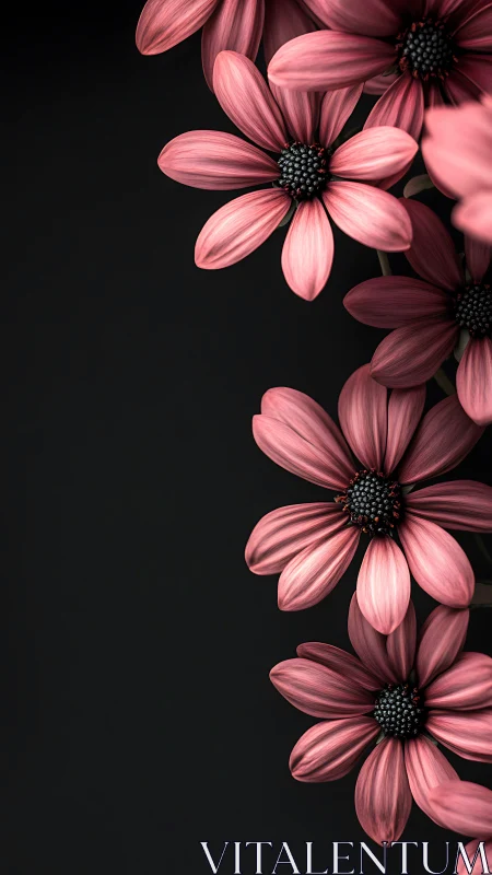 Pink Daisies Bloom Beautifully Against a Dark Background