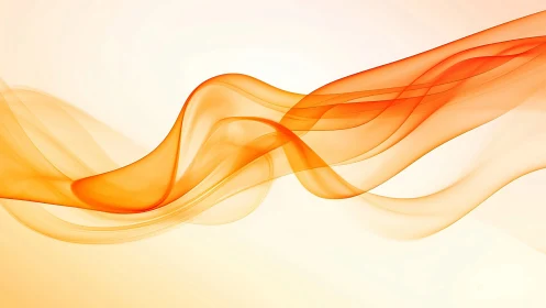 Translucent orange ribbons curve across a luminous gradient field