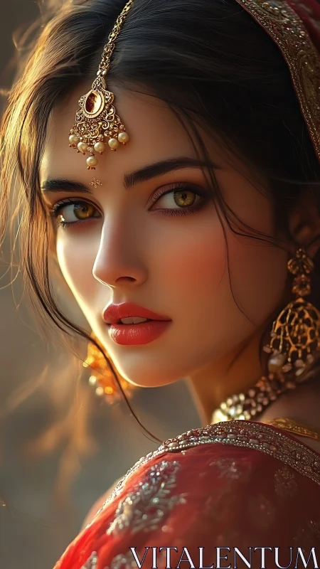 Golden-eyed bride glows in warm sunset bridal portrait