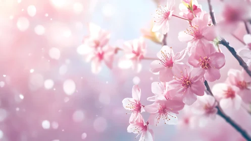 Cherry Blossoms Dance Through Soft Spring Light.