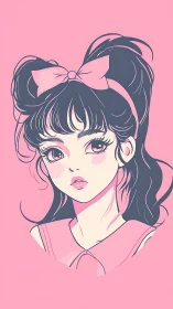 Soft pink anime girl portrait glows with dreamy innocence