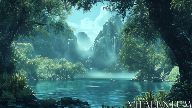Ethereal Canyon Lake Sanctuary Nestled in Lush Verdant Forest