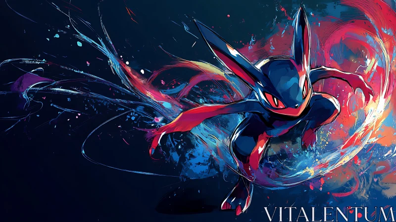 Dynamic blue ninja creature in fast action pose.