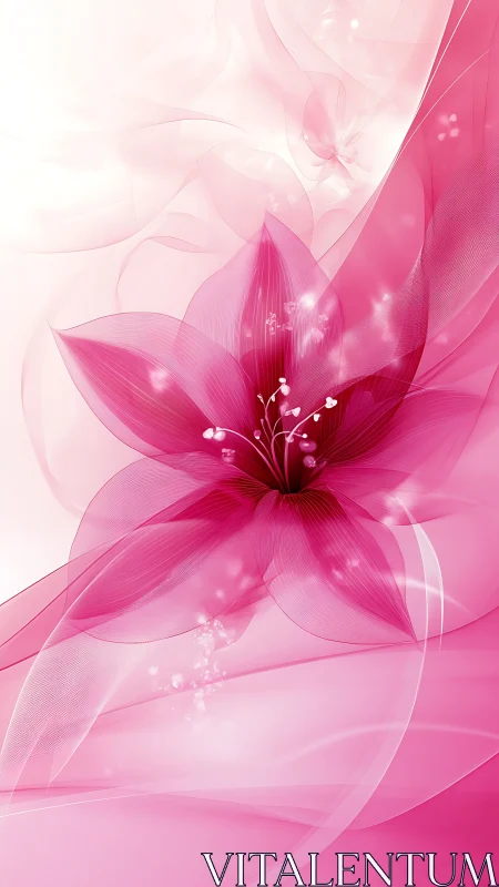 Luminous Magenta Bloom with Ethereal Light Particles.