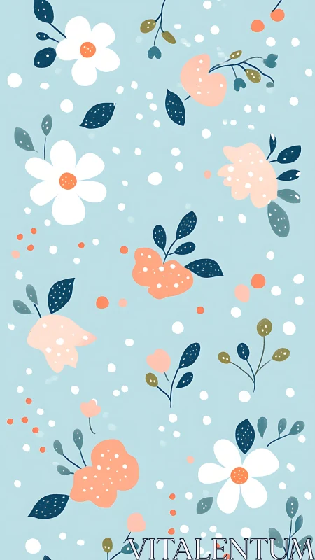 Minimalist Floral Pattern with Scattered Botanical Elements