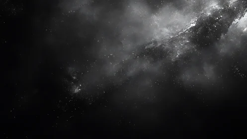 Starlit cosmic dust drifts across a dark, silent void.