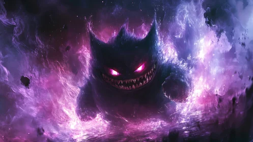 Ghostly shadow creature erupts from swirling violet energy.