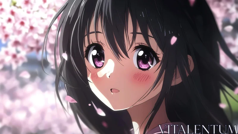 Cherry blossoms pause time around the soft-eyed daydreamer