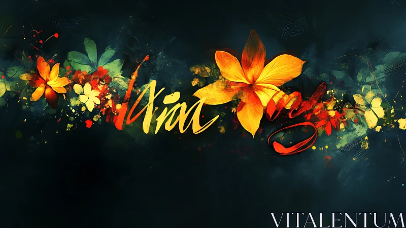 Vibrant Floral Garden Blooms Around Handwritten Script