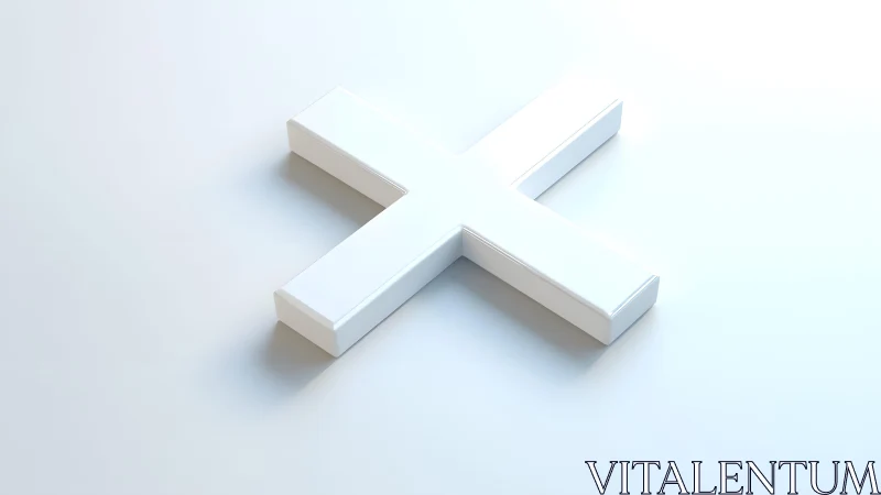 Minimalist 3D White Cross on Light Background, Modern Style.