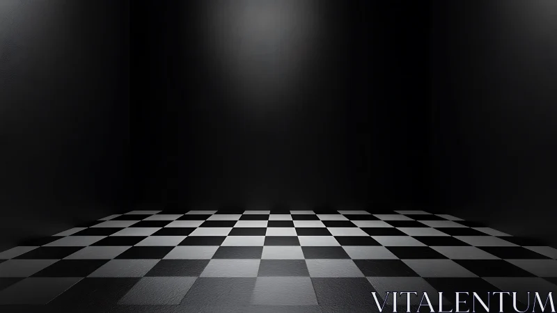 Moody checkered room inviting quiet, creative moments.