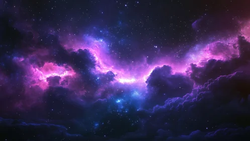 Nebula clouds glow gently across a dreamy starlit sky