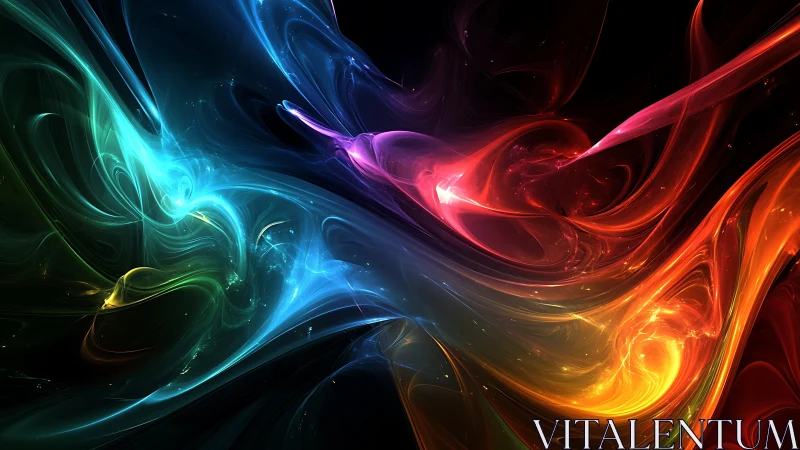 Chromatic energy waves in luminous abstract nebula flow.