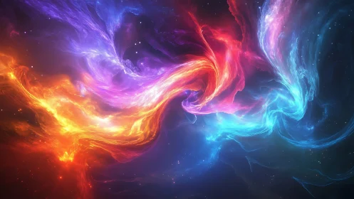 Dancing cosmic colors swirl in a dreamy nebula embrace.