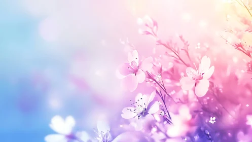 Pink and White Flowers with Soft Bokeh Gradient Background.