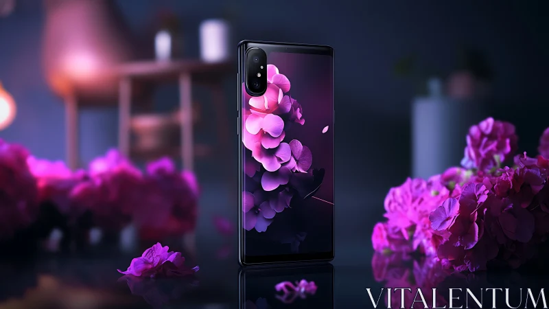 Neon Bloom: Digital Orchids Dance Through Cyberpunk Night.