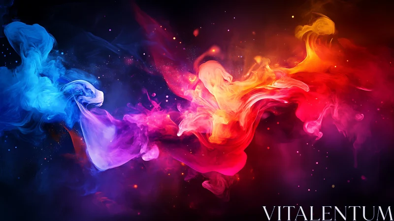 Vibrant digital nebula blending blue, violet and firelight hues.