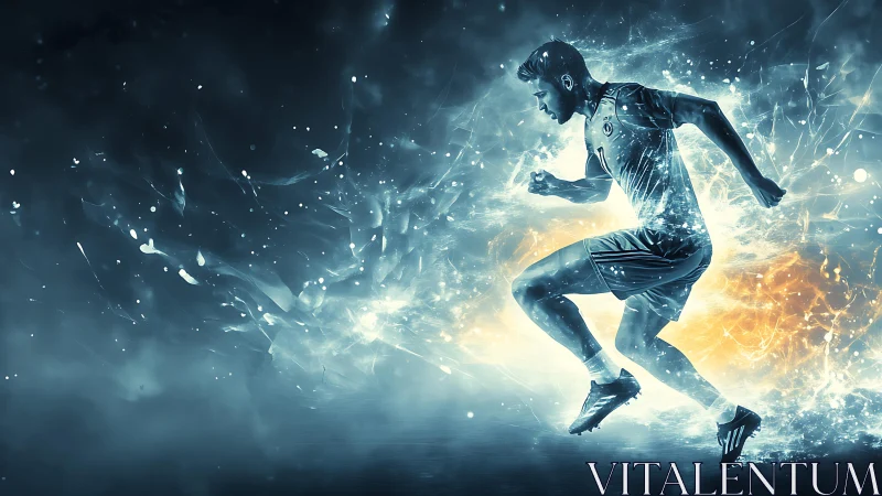 Explosive soccer sprint ignites dynamic energy burst.