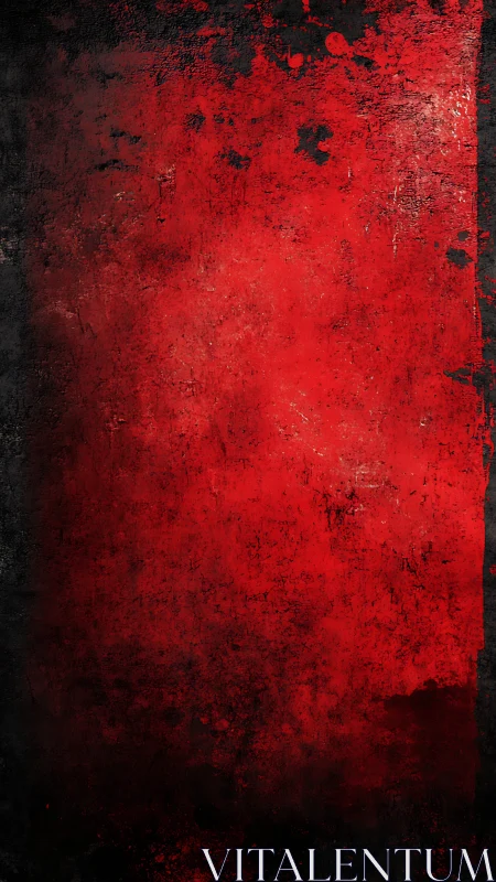 Vertical red textured field occupies frame with dark borders
