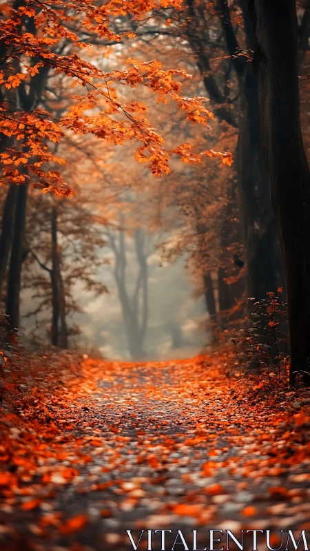 Autumn Forest Path with Golden Canopy.