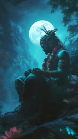 Moonlit sage cradles quiet storms of thought and devotion